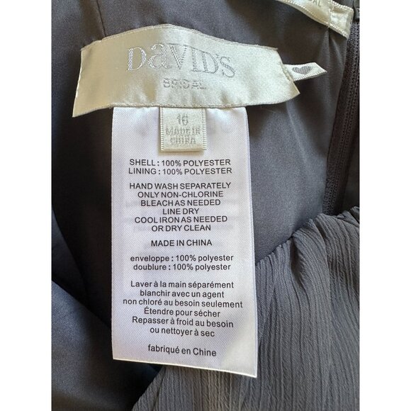 Davids Bridal Womens Strapless A-Line Chiffon Gown Size 16 Gray Formal Dress - Picture 6 of 10